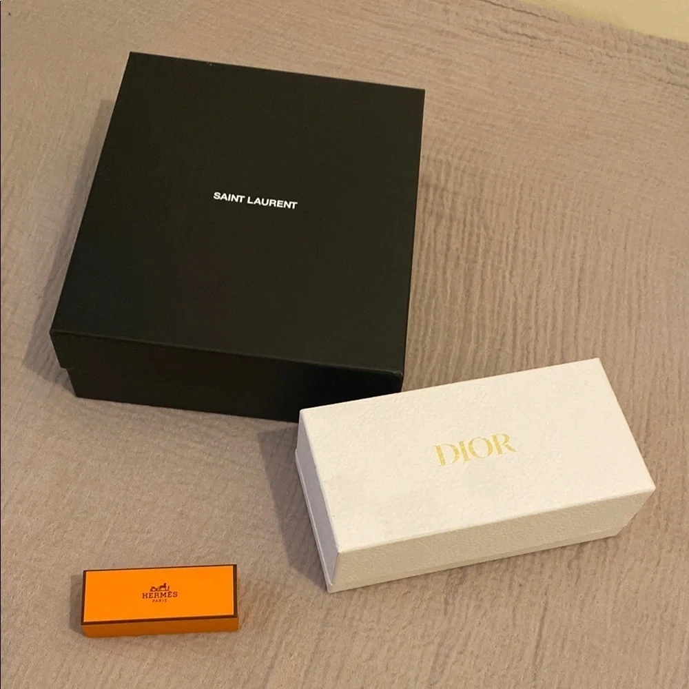 Saint Laurent Black Box Dior white box And Hermes mini bid . Set 3 pieces